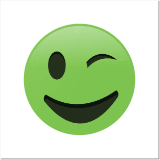 Winking Green Smilie Posters and Art